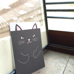 四角い猫の絵ハガキ【ゴマとラムネ】 4枚目の画像