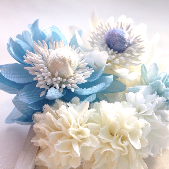 トレイ型  青いお花のリングピロー 2枚目の画像