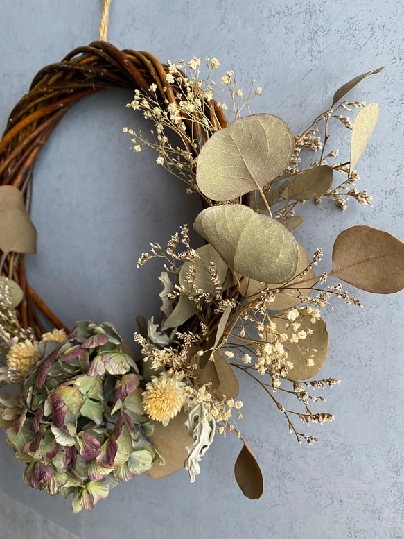 ドライフラワーリース＊ユーカリ紫陽花＊ リース なぎのおみせ 通販