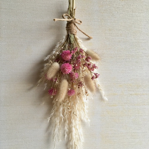 ドライフラワースワッグ＊ピンクほわほわ＊ ドライフラワー なぎのお  