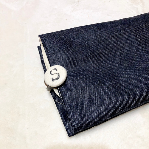 カフェマット お名前入り 生成×デニム リバーシブル 小型犬 持ち運び