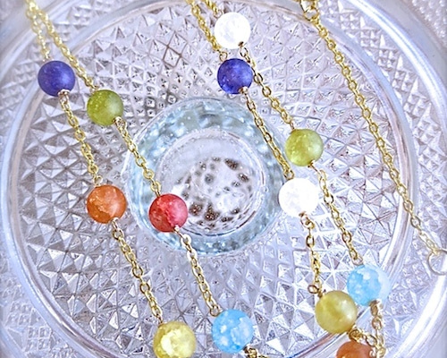 SALE 70% OFF 18KGF 七色水晶 幸運のネックレス 厄年 厄よけに ダブル