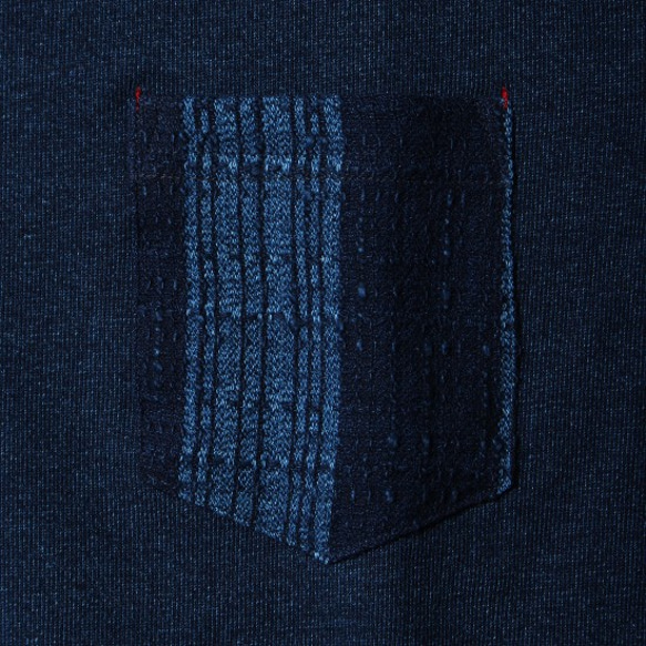JARLD 静岡藍染めポケット クルーネックスウェット　JD181-6106　チェック　M 4枚目の画像