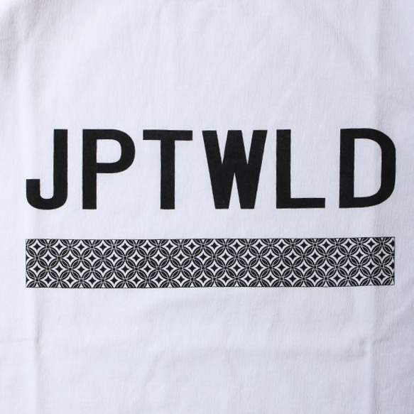 JARLD 東炊き染め 七宝柄ロゴTシャツ　JD182-6136　ホワイト　L 5枚目の画像