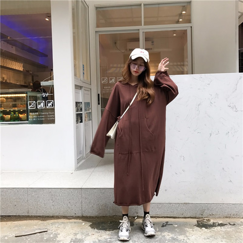 サイドスリット オーバーサイズ スウェット ロング パーカー