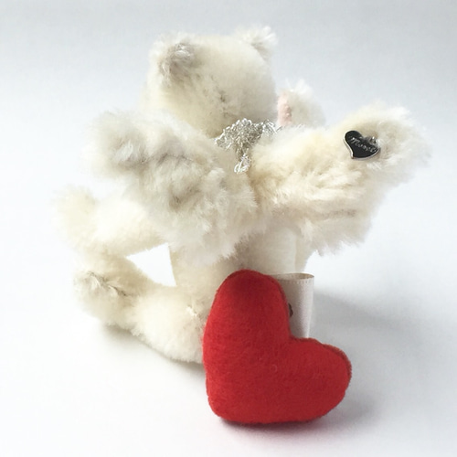 天使のテディベア(手のひらサイズ＊シルバー) ぬいぐるみ akowa