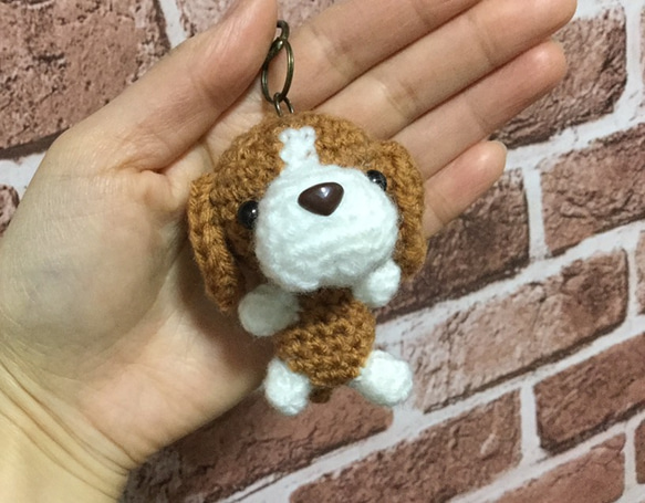 mi-koページです。ハンドメイド犬のあみぐるみモタポさん 　17 ハンドメイド犬のあみぐるみモタポさん キーホルダー付き