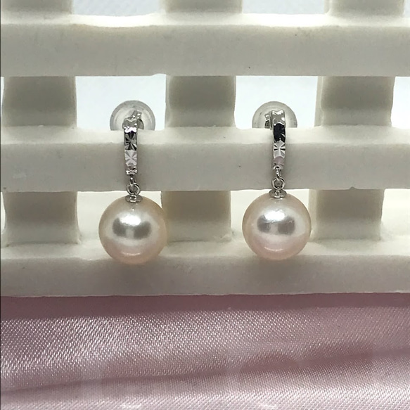 K14WG 真珠 ピアス 8.0~8.5mm ホワイトゴールド　本真珠　あこや真珠 1枚目の画像