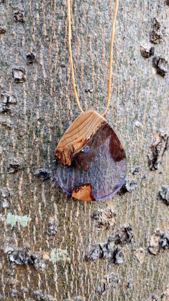 樹脂木頭吊飾項鍊  樹酯 resin wood necklace 第3張的照片