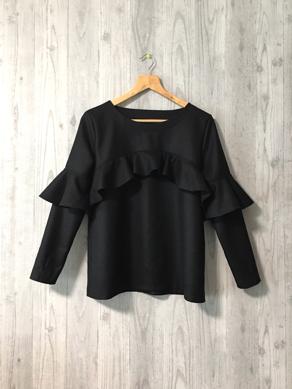 【美品】ADORE　黒ウール　プルオーバー　ブラウス ひらひら♡ ウール黒プルオーバー その他トップス あんちゃん