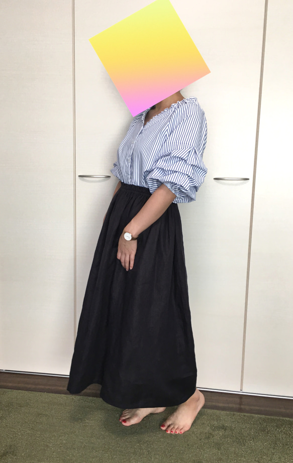 リネン100♡ふわりギャザースカート 3枚目の画像