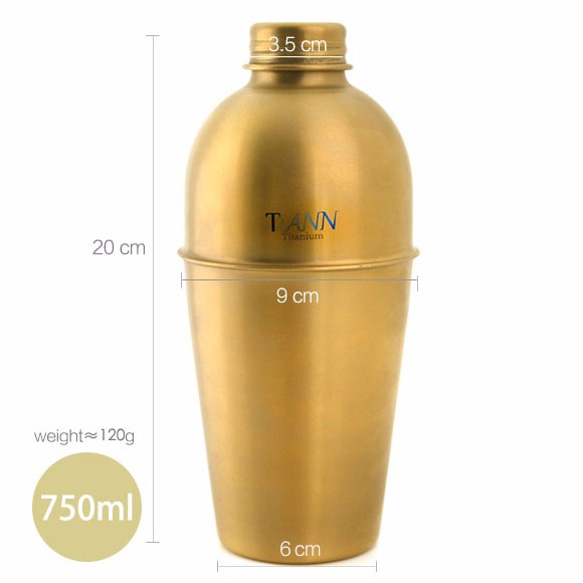 純鈦水壺 酒壺 750ml - 金色 第6張的照片