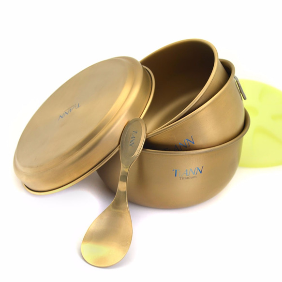 【TiANN】Titanium Bowl Set with Spoon (M) 2枚目の画像
