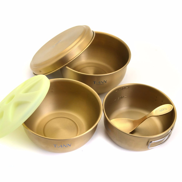 【TiANN】Titanium Bowl Set with Spoon (M) 5枚目の画像