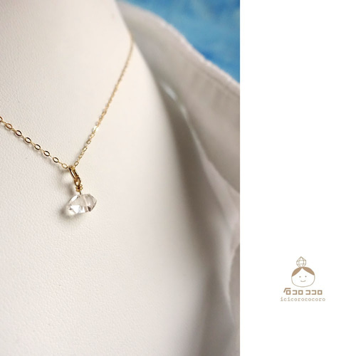 ☆ハーキマー・ダイヤモンド☆ 厳選一粒ネックレス【14kgf】アジャスタ