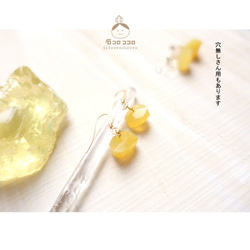 十月生日石【單隻耳環！ 14kgf/天然石]黃蛋白石（雙耳） 第1張的照片