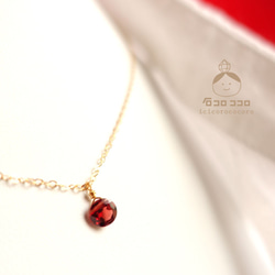 赤い宝石！【k14gf】ガーネットの、宝石ひと粒ネックレス 2枚目の画像