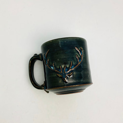 深藍釉鹿角馬克杯(n05) 第4張的照片