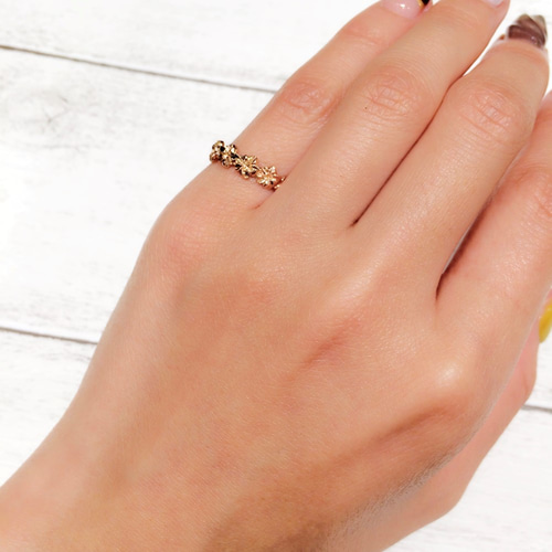 14Kプルメリアレイリング（Pink Gold） ハワイアンジュエリー 指輪  