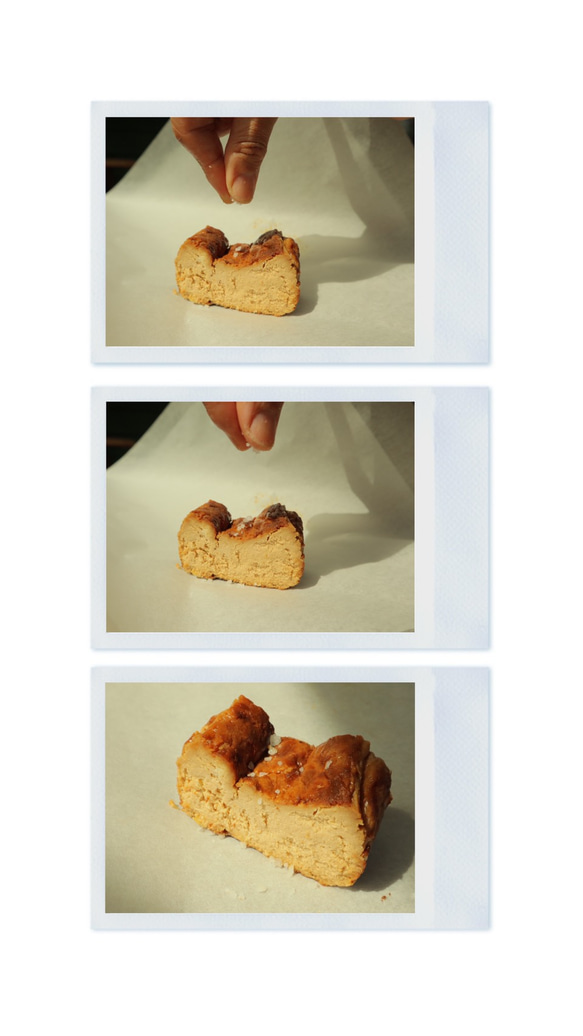 奄美生まれ　黒糖チーズケーキ　加計呂麻の塩つき　ハーフスクエアタイプ 1枚目の画像