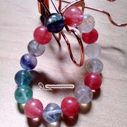 草莓晶、螢石手串珠Fluorite And Cherry Quartz Bracelet 第2張的照片