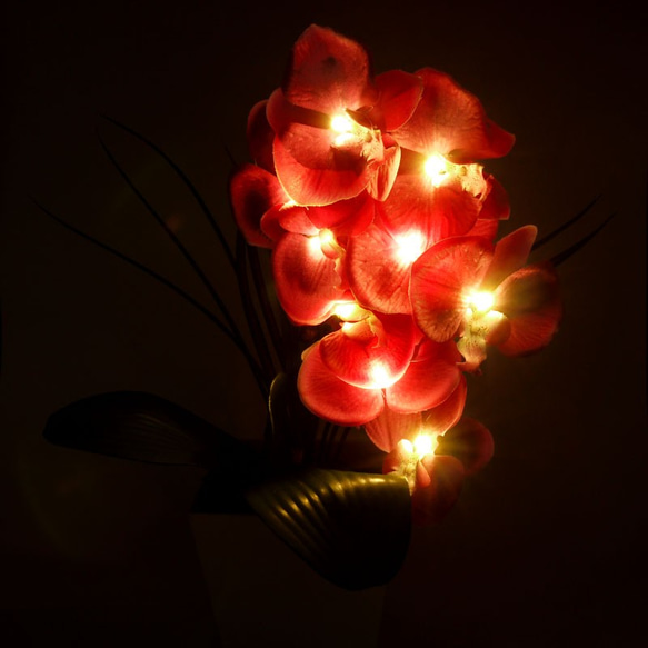 【2ndFloor】LEDフラワー 造花 Orchid（胡蝶蘭）パープル / 光るフェイクグリーン 3枚目の画像