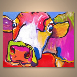 肉質画【牛】油彩画 モダン油絵工房】 油絵 現代絵画 インテリア 壁掛け 手書きモダン油絵