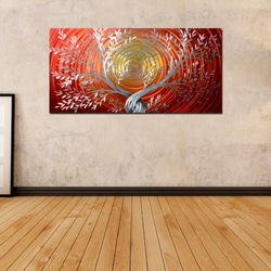 【現代アート工房】メタルアート 現代絵画 インテリア  壁掛け 立体感のあるモダンアート  木B 2FMA-581 2枚目の画像