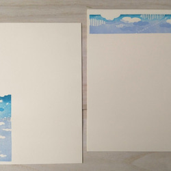 けしゴム版画「レターセット＊飛行機雲＊」 3枚目の画像