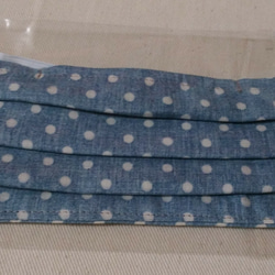 ダブルガーゼの水玉マスク　ブルー系(送料無料) ラスト1枚 4枚目の画像
