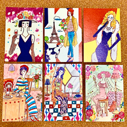 【再販】レディと乙女のレトロポストカード6枚セット 1枚目の画像