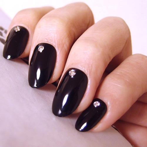 シンプルネイルチップ ブラック 黒 10枚セット ネイルチップ（つけ爪