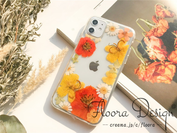 シンプル 押し花スマホケース / 押し花ケース / スマホケース / iPhone  