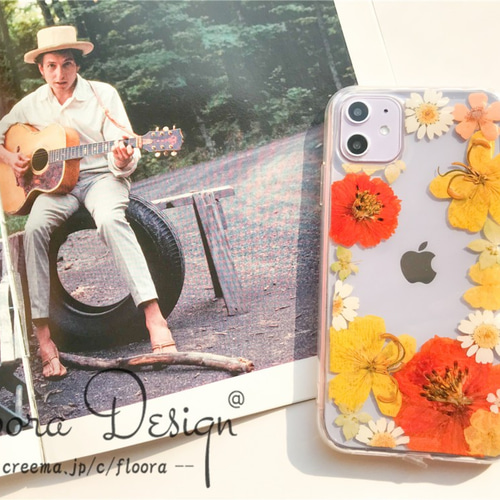 シンプル 押し花スマホケース / 押し花ケース / スマホケース / iPhone 
