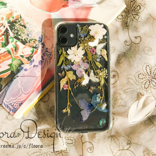 フレッシュな香りが漂う♥ 押し花スマホケース iPhone15 13 12 Pro