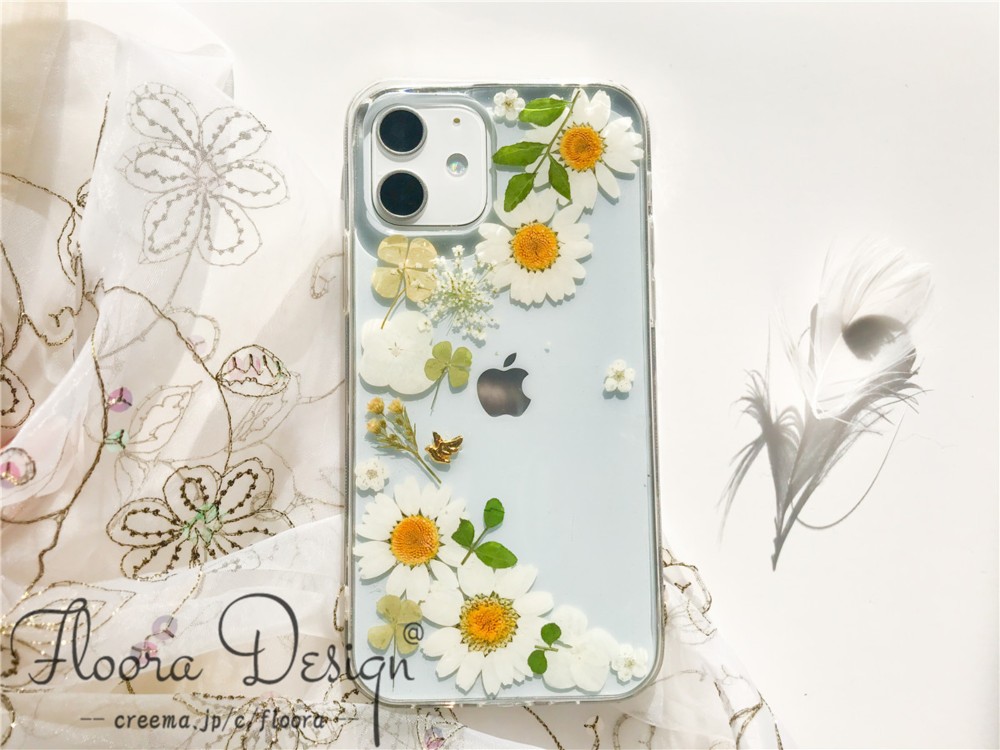 向日葵の押し花スマホケース　フルオーダー 押し花 iPhoneケース 向日葵 | Coloring