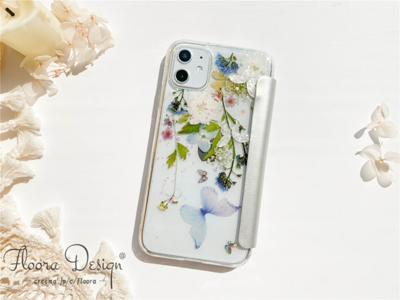 フレッシュな香りが漂う 押し花 お花 スマホケース iPhone14 iPhone13 12 11 Pro mini 3枚目の画像