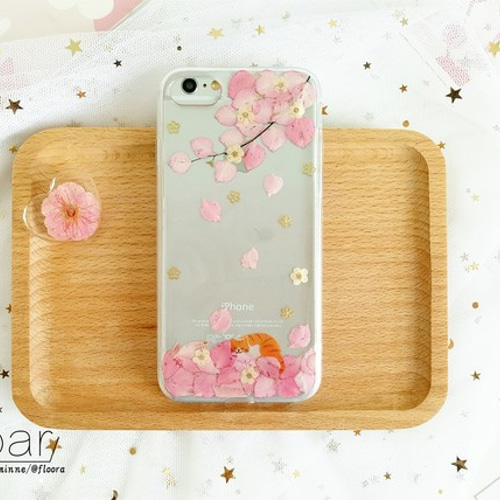 桜満開 押し花 [全機種対応] スマホケース iPhone 手帳型変更可 iPhone ...