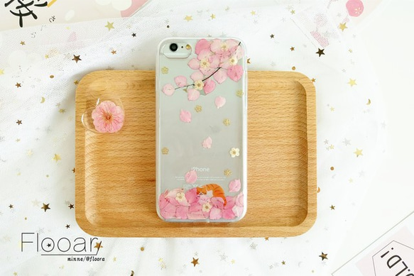桜満開 押し花 [全機種対応] スマホケース iPhone 手帳型変更可