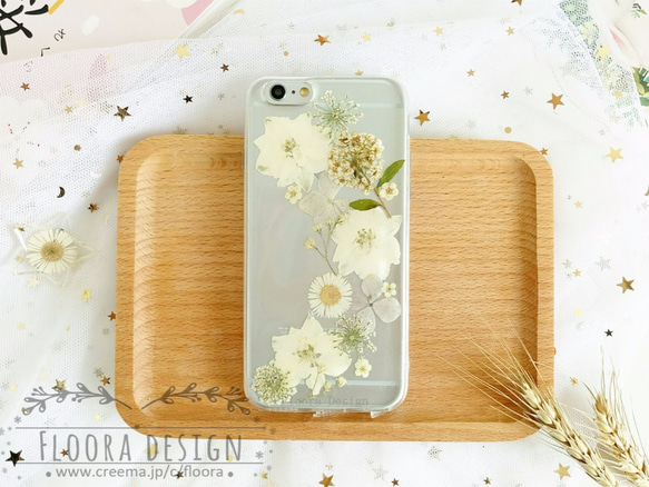 千鳥草･.｡*･:押し花 [全機種対応] スマホケース  iPhone 手帳型変更可 2枚目の画像