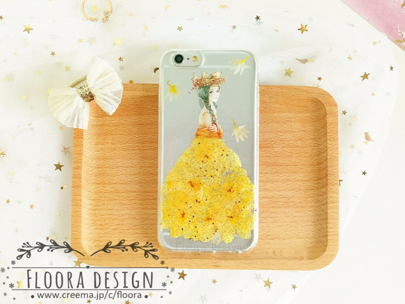 ･.｡*･:押し花 ウエディングドレス ･.｡*･:　押し花 [全機種対応] スマホケース  iPhone 手帳型変更可 5枚目の画像