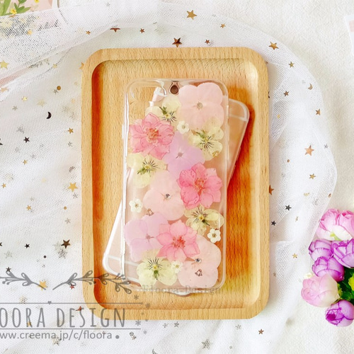 花束みたいな・.｡*・:押し花 [全機種対応] スマホケース iPhone