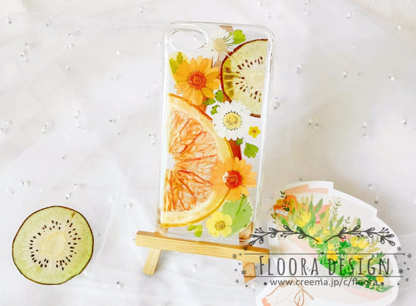 ボーページ★押し花ケース フルーツ 押しフルーツ スマホケース アイフォン iPhone 押し花 ケース