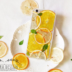 レモン&オレンジ 満載 スマホ ケース iPhone 15 14 13 12 Xperia ドライフラワー 3枚目の画像