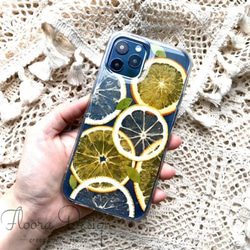 陽だまりの香り レモン オレンジ 押し花スマホケース 押し花 フルーツ 花 iPhone 16 15 14 Galaxy 19枚目の画像