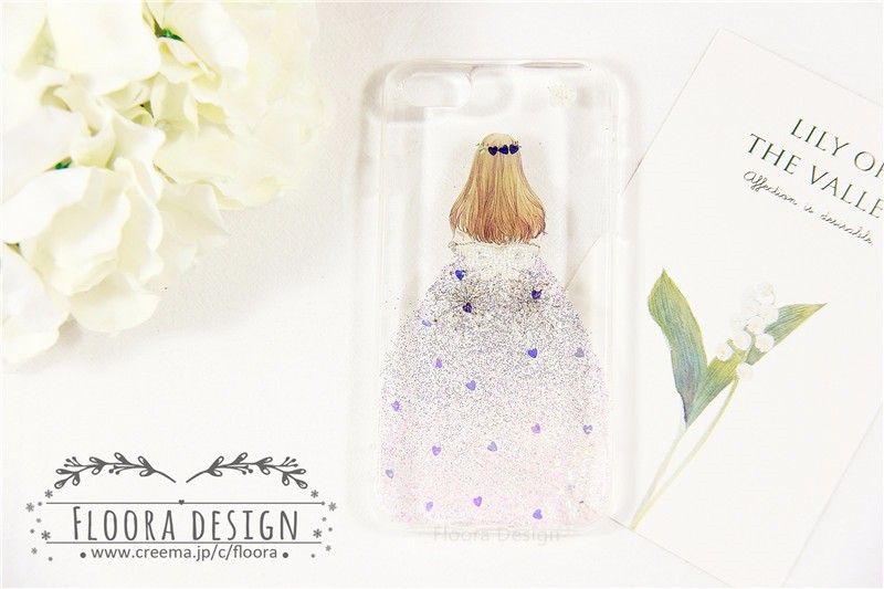お姫様ウェディングドレス 押し花 [全機種対応] スマホケース