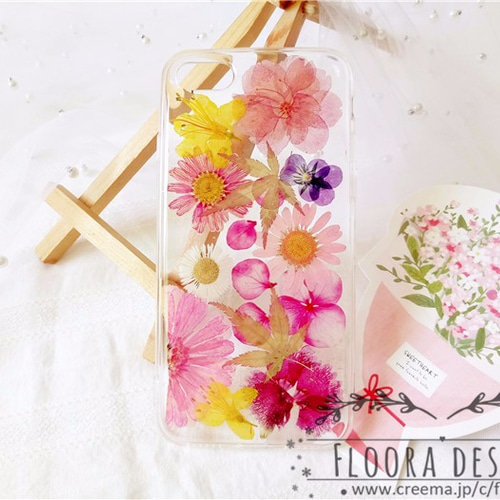 押し花ケース★iPhone、Android★オーダー受付中 ꕤ*.2 押し花ケース オーダー iPhone・Android