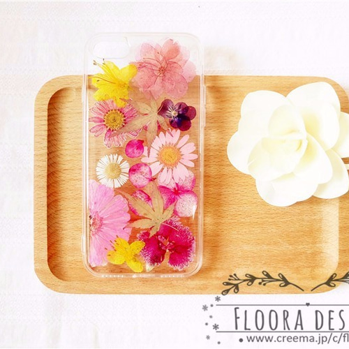 シンプル 押し花 [全機種対応] スマホケース iPhone 手帳型変更可  