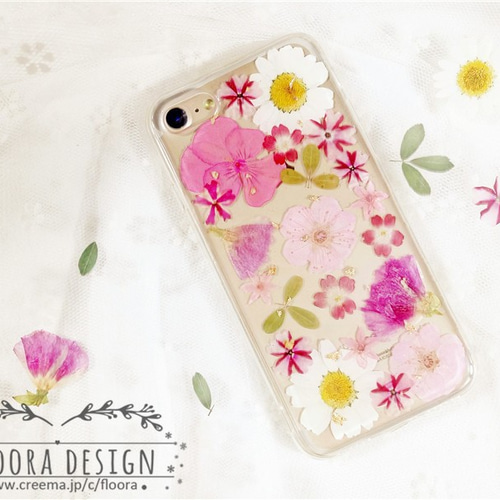 押し花 ドライフラワー ・.｡*・スマホケース・.｡*・: iPhone Xperia  