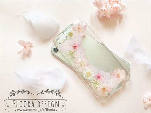 押し花 ドライフラワー ･.｡*･押し花 [全機種対応] スマホケース  iPhone 手帳型変更可 4枚目の画像